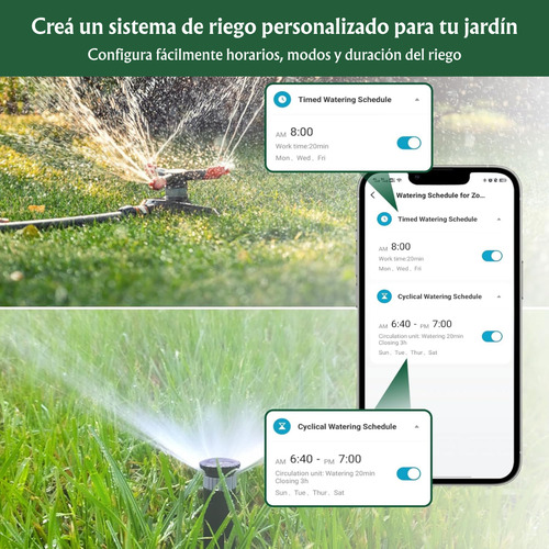 Programador De Riego + Hub Wifi 2 Zonas Control App Y Clima Gris Oscuro