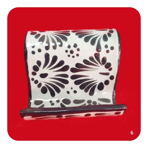 Imagen 3 de 5 de 4 Porta Celular Talavera Poblana Negro Bases Diferentes M6