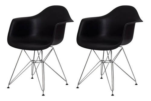 Imagem 1 de 3 de 2  Cadeiras Eames Com Braço Eiffel Cromado - Artiluminacao