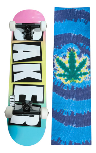 Patineta Profesional Completa. Baker 8.0 Pulgadas Blanco Negro