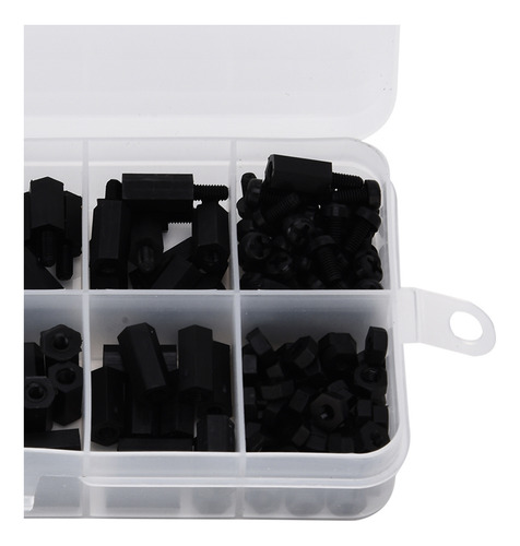 Kit De 180 Tuercas De Nailon Negro M3 Hexagonales De Una Sol