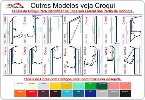 Porta Etiqueta Perfil Gondola Kit C/50 Peças 128cm Cod. 2035