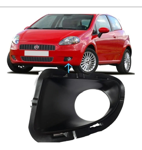 Aro Faro Auxiliar Antiniebla Fiat Punto 2007-2012 Negro Izq