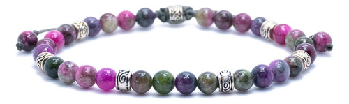 Kalistio - Pulsera Shamballa Purpura 4mm Jade De Turmalina