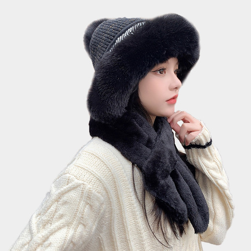 Gorro/gorro Y Bufanda De Punto Cálido Para Mujer En Uno