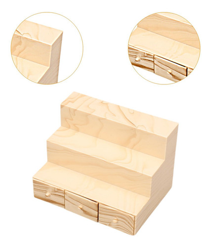 4 Estante Para Casa De Muñecas 1/12, Grano De Madera