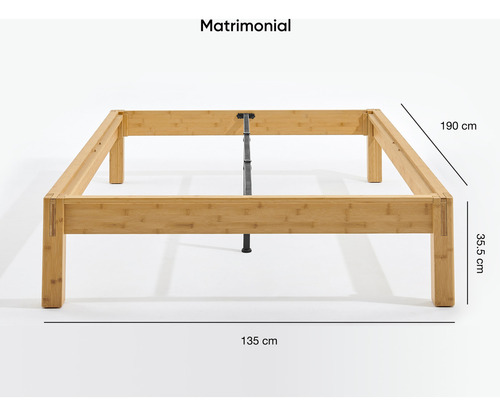 Base De Cama Luuna | Madera De Bambú Matrimonial Color Beige