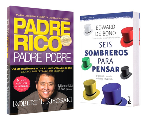Padre Rico Padre Pobre + Seis Sombreros Para Pensar 2 Libros