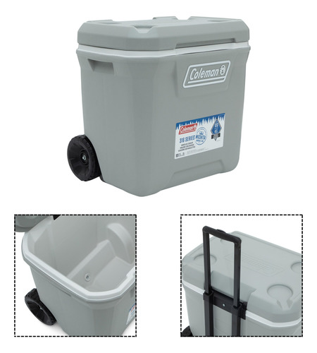 Hielera Coleman 61lts Nevera Ruedas Camping Enfriador 65 Qt
