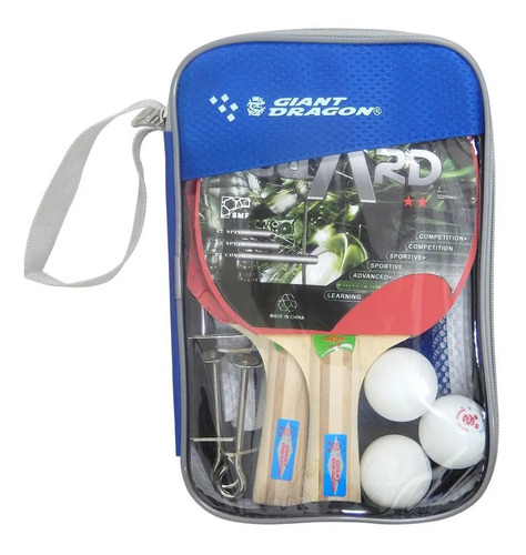 Imagen 1 de 7 de Kit Raquetas De Tenis De Mesa Malla Ping Pong Giant Dragon
