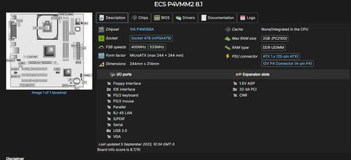 Combo Retro Pmadre Ecs P4vmm2, Intel P4 1.8 478, 512 Mb Ram Violeta Oscuro