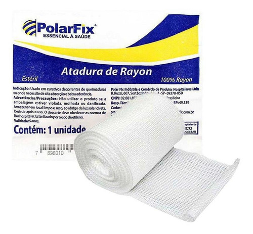 Kit 5 Pacotes De Atadura De Rayon 7,5cmx5m Estéril Polarfix