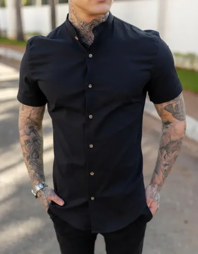 MLB 4082677763 Camisa Social Slim Fit Eterno Masculina Gola Padre JM