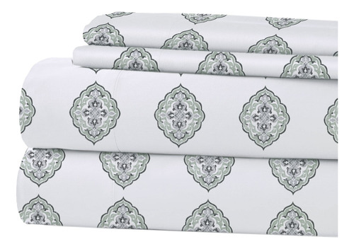 Juego De Sabanas Estampado Moderno Queen Microfibra Suave