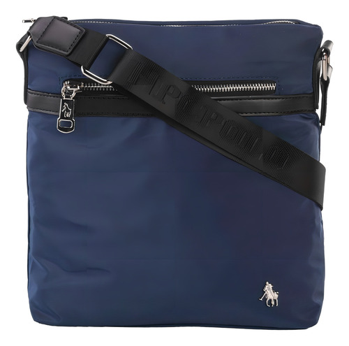 Crossbody Hpc Polo Dos Bolsillos Exteriores Color Azul Diseño de la tela Liso