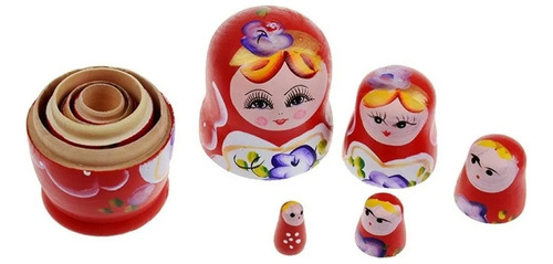 Muñeca Juguete Rusa Matrioska Artesanal Madera Pintada Mano Color Color Al Azar
