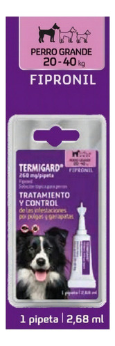 Fipronil Pipeta Perros 20a 40 Kg Antipulgas Y Antigarrapatas Peso mínimo de la mascota 20 kg