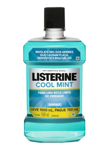 Contêm 1 Enxague Bucal Listerine Cool Mint Hortelã 1.5-ml