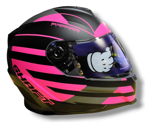 Casco Shaft Integral Negro Con Gris Fucsia Mate Talla S