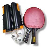 Comprar Set De Ping Pong 2 Raquetas 3 Pelotad + Poste Y Malla