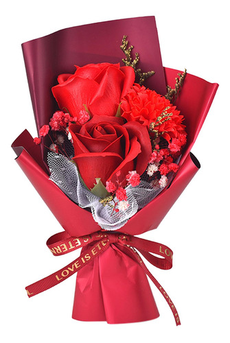 Ramo De Flores De Jabón, Flor De Jabón 15cm Papel Rojo