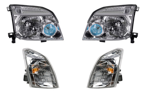 Cuartos + Faros 4 Piezas Depo P/ Nissan X-trail 2002-2007