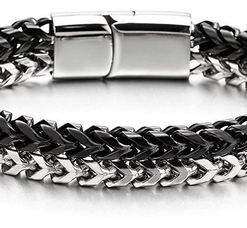 Imagen 2 de 7 de Coolsteelandbeyond Hombres Acero Inoxidable Doble Fila Plata