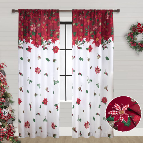 Cortinas De Navidad De 84 Pulgadas De Largo Para Sala De Est