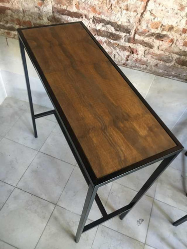 Mesa Barra Hierro Y Madera Cerveceria Bar 100x40x105 Cerveza
