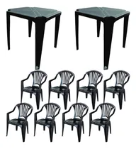 Comprar Conjunto De Jantar Com 2 Mesas E 8 Cadeirasu002Fpoltronas Preto