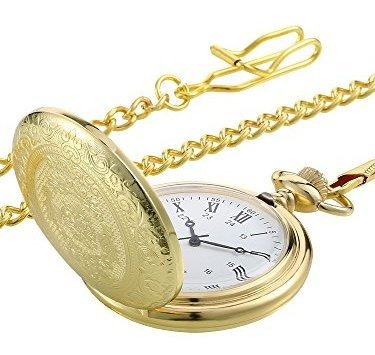 Reloj De Bolsillo Vintage Pangda, Reloj De Acero Dorado Para