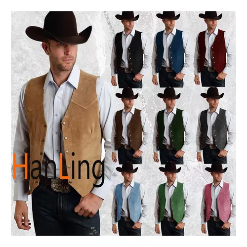 Chaleco Vaquero Estilo Western De Piel De Vacuno Para Hombre