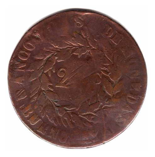 Buenos Aires Moneda De Cobre De 2 Reales Año 1860