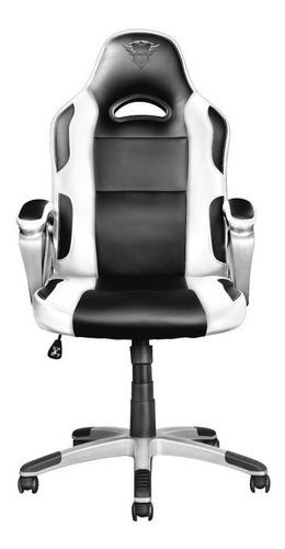Silla de escritorio Trust GXT 705 Ryon gamer ergonómica  negra y blanca con tapizado de cuero sintético