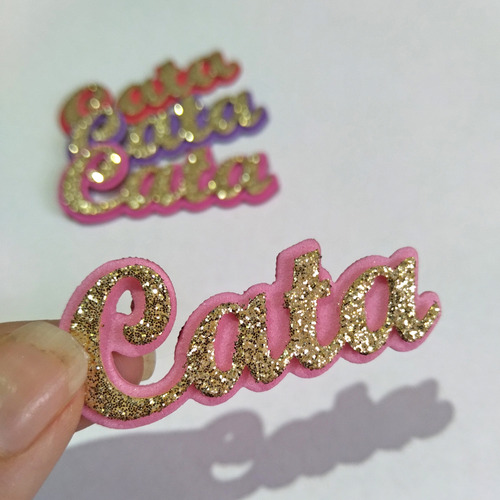 Pack Nombre 40 Ud. Goma Eva C/ Glitter Y Simple En Cursiva