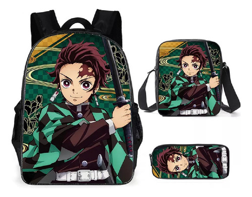 Juego De 3 Piezas Para Mochila Demon Slayer: Kimetsu No Yaib Color Double Ghost Extresses 215