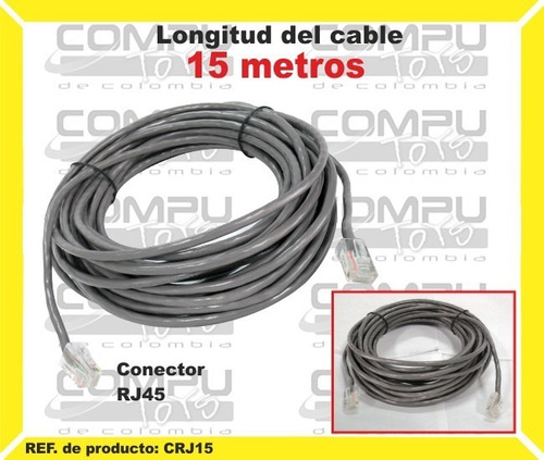 Cable De Red Categoría 5e 15 Mts Ref: Crj15 Computoys Sas