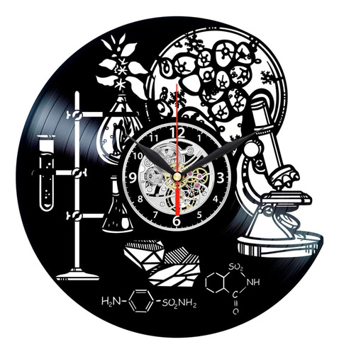 Disco De Vinilo Del Reloj Científico - Decoración Química - 