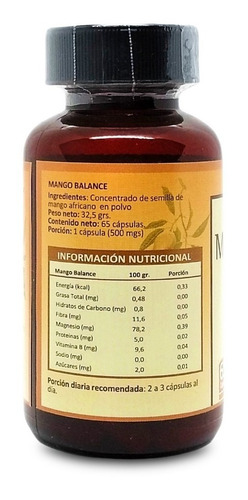 Imagen 2 de 6 de Mango Seed Balance 65 Caps