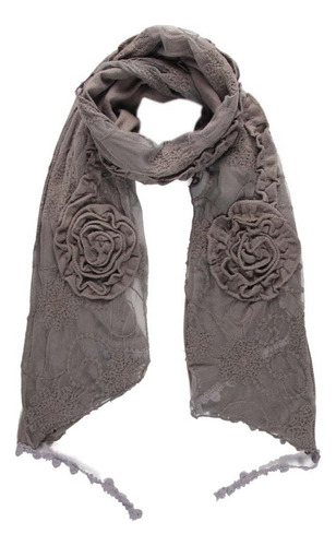 Echarpe Cachecol Xale Pashmina Floral Feminino Festa Moda Cor Cinza