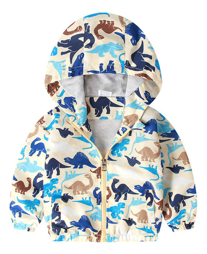 Chaqueta Con Estampado De Dinosaurios Para Niñas Y Niños, Ab