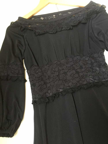 Vestido Fiesta Negro Con Encaje 