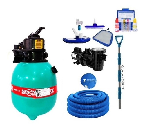 Imagem 1 de 1 de Filtro Moto Bomba 1/4cv Kit Limpeza Completo E Medidor Cloro