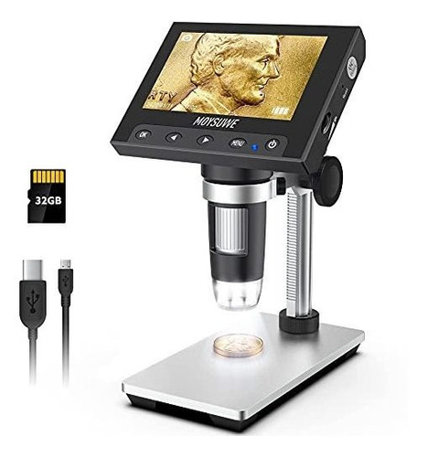 Moysuwe - Microscopio Lcd De 4.3 Pulgadas Con Pantalla, Micr