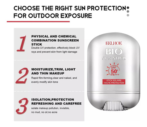 De 4pcs Barra Solar K Bio Para Rostro Y Cuerpo Bio Sun Stick