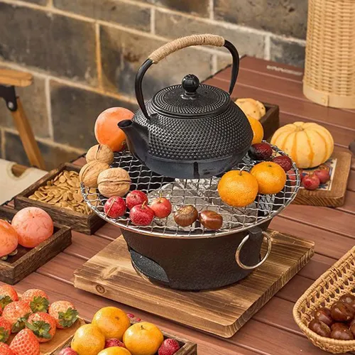 Recipiente Redondo Para Parrilla De Carbón Portátil Para L