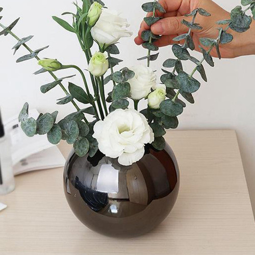 Jarrón Small Bud, Florero Redondo Decorativo, Negro