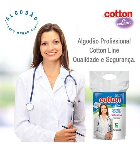 Algodão Hidrófilo 500g 1 Rolos Profissional Cotton Line