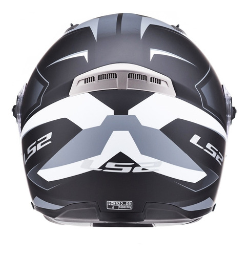 Imagen 4 de 6 de Casco Moto Ls2 Rebatible 370 Stripe Negro Blanco Doble Visor