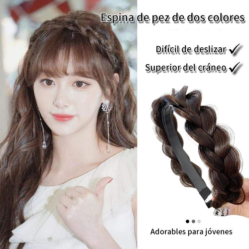 Diadema De Trenza Sintética Accesorio Cabello Moda Peinado Marrón Oscuro
